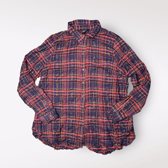 Lucky Brand Plaid Button Down Shirt - Navy and Red - Picture 15 of 15
